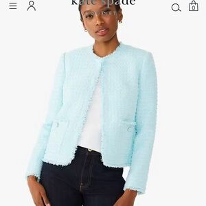 Kate Spade Light Blue Women's Tweed Jacket, Size 12. Available matching dress.